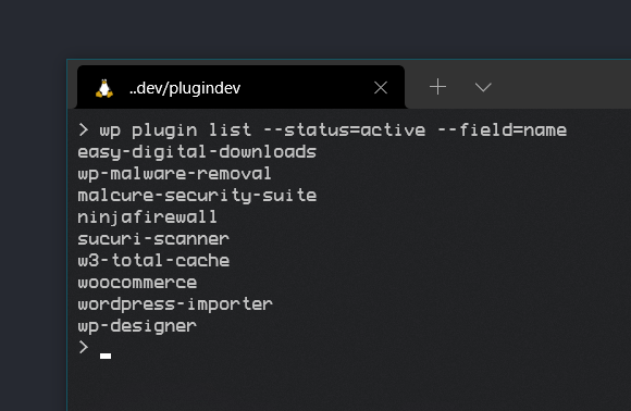 list of active plugins