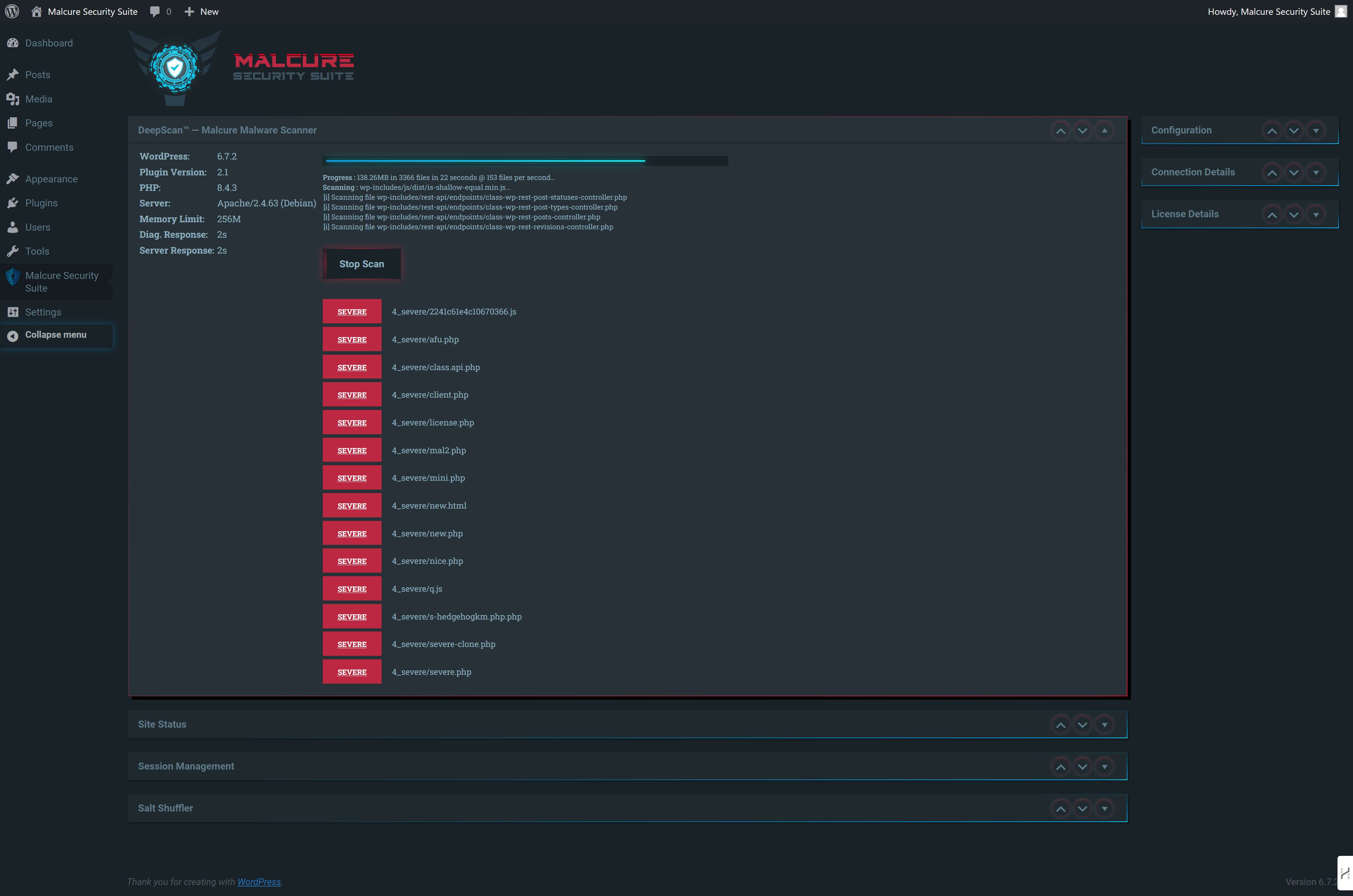 Malcure Security Suite, WordPress Malware Scanner
