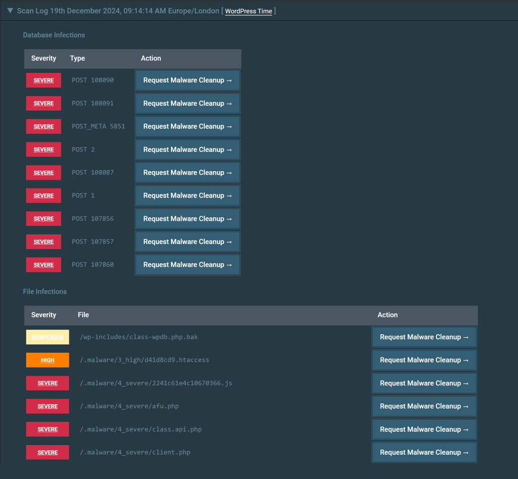 List of Database and File Infections Database and File Infections