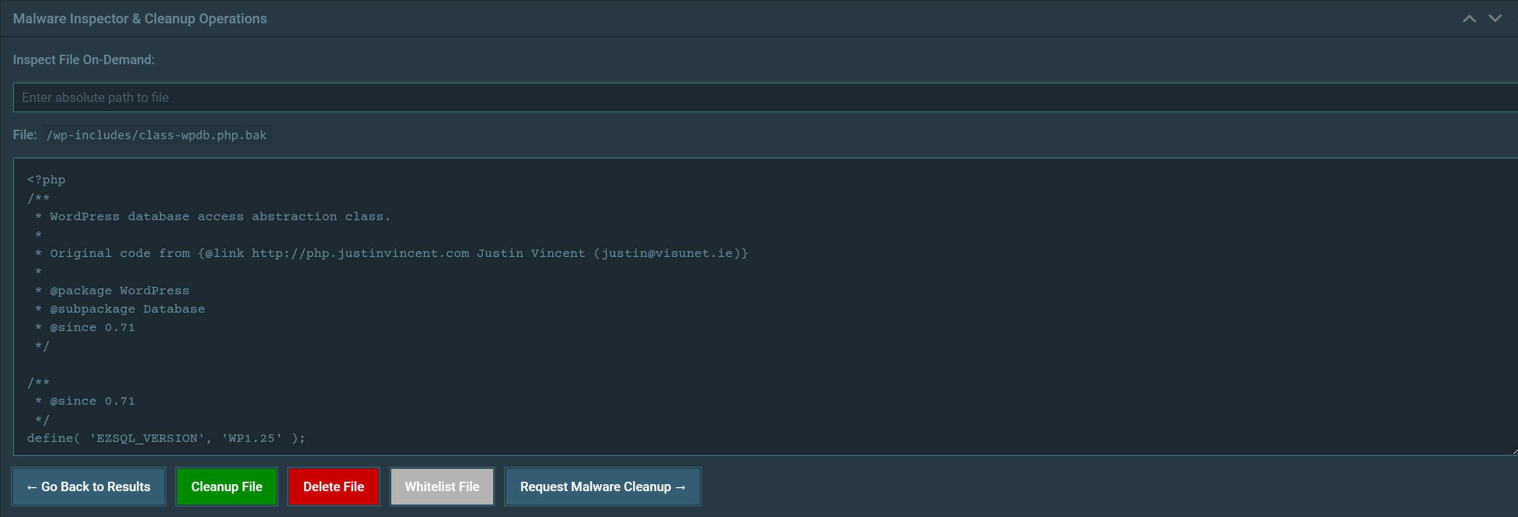 Malcure Malware Inspector and Clean-up Operations