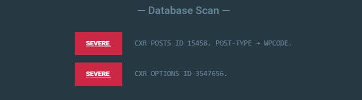 WPCode infection detected by Malcure